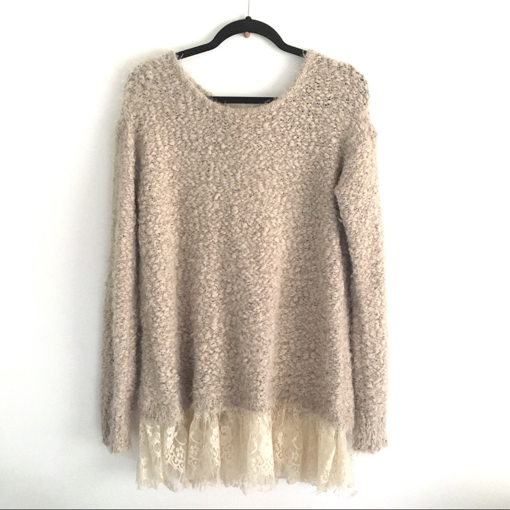 Altar'd State Popcorn Layered Lace Sweater